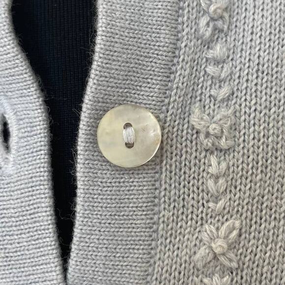 Vintage Stephanie Andrews Blue White Embroidered Cottagecore Cardigan Size Large - Picture 5 of 12